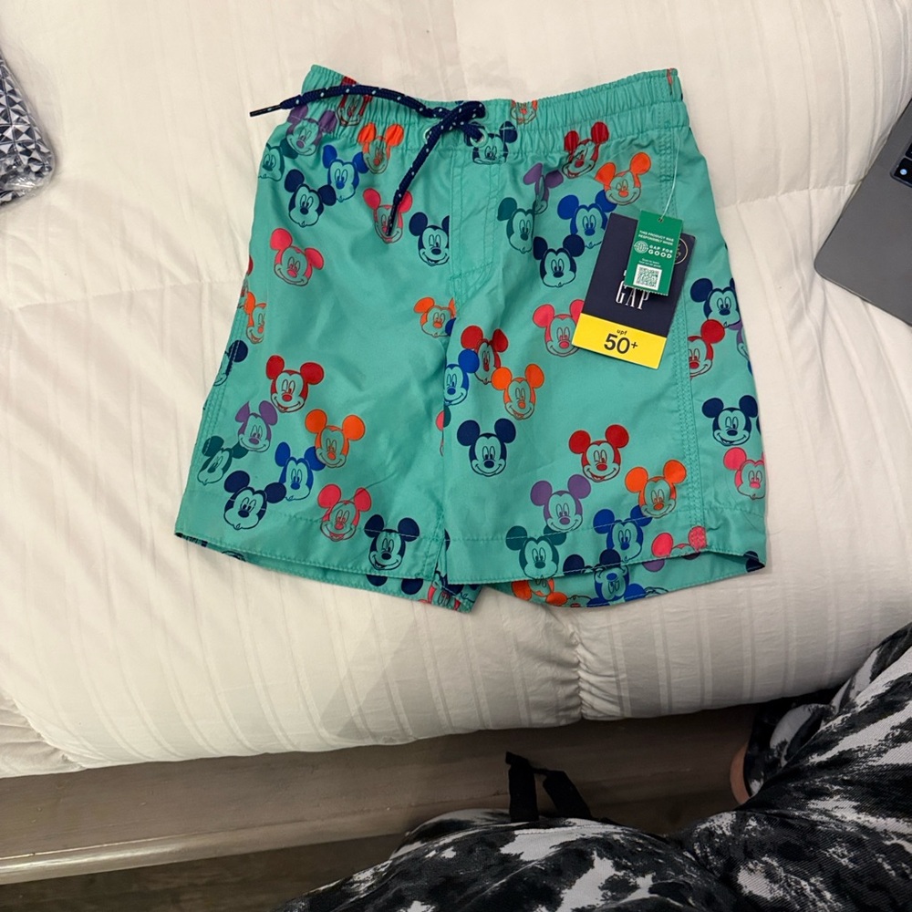 Children's Mint Mickey Print Swim Shorts - Gap. New